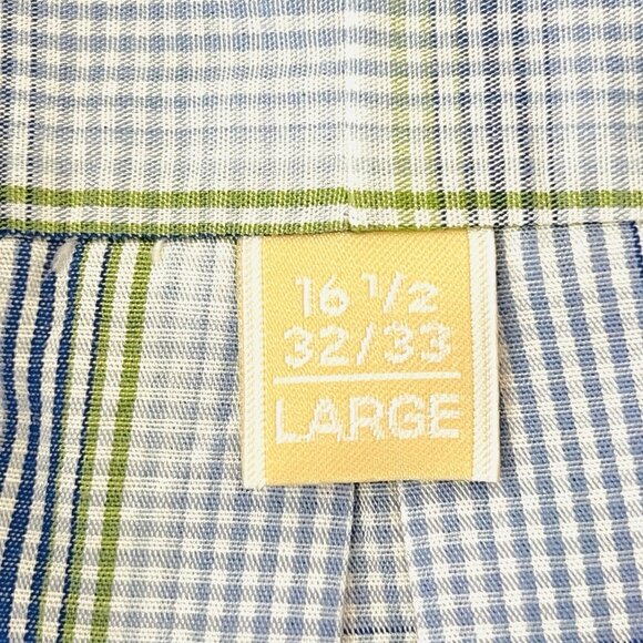 MICHAEL Michael Kors Men's Long Sleeve Plaid Blue Shirt Size 16.5 32/33 Large - Picture 9 of 11